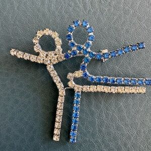 Crystal and Blue Crystal 2 Dancers or Skaters Pin